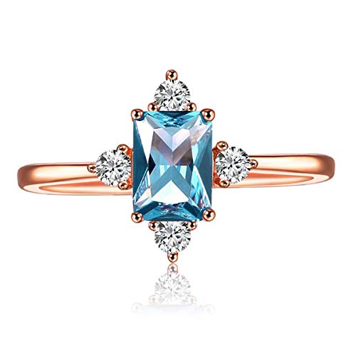 Lazluvu 2 Sets Size 6 Engagement Rings Blue Topaz Rings Promise Cubic Zirconia Rings For Womens Girls Rose Gold Rings Jewelry Gift #TOP1