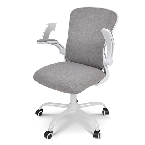 ELECWISH Office Chair Desk Chair Flip-up Armrest, Ergonomic Computer Chair with Lumbar Support, Office Chairs for Home, Height Adjustable 360° Swivel Rocking Function, Dark Grey