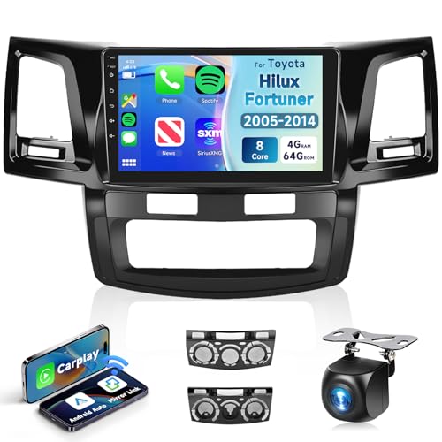8 Core 4G 64G Android Car Radio for Toyota Hilux Fortuner 2005-2014 Stereo with Wireless CarPlay/Android Auto MirrorLink/DSP 36EQ/9inch 1280x720 Touchscreen/Bluetooth5.0/GPS/WiFi/AHD Backup Camera