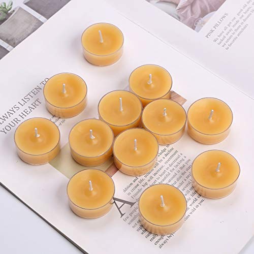 Ljqizn 12Pcs Natural Beeswax Tealight Candles Handmade Decorative Unscented Pure Beeswax Tea Lights（ Perfect For Birthday Party ,Wedding, Spa, Home Decor) #TOP4