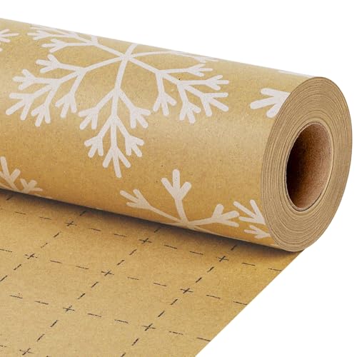 LaRibbons Kraft Christmas Wrapping Paper, White...