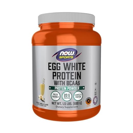 NOW Sports, Egg White Protein, 20g w/BCAAs, Creamy Vanilla Powder, 1.5 lbs