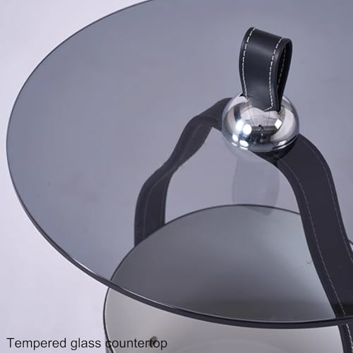 Table basse ronde design créatif en acier au carbone et verre trempé