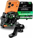 Support Telephone Moto Antivibration Aluminium CNC Double Fixation Guidon 22 32mm Rétroviseur 12–14 mm Libération Rapide Design Ouvert Compatible Scooter Vélo Trottinette Électrique Rotation 360°