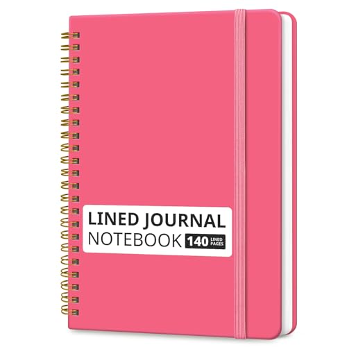 Image of Taja Lined Spiral Journal Notebook for Women & Men, 140 Pages, College Ruled Hardcover Notebook for Work & Note Taking, Journals for Writing, A5(5.7 inch x 7.9 inch) - Peach Pink
