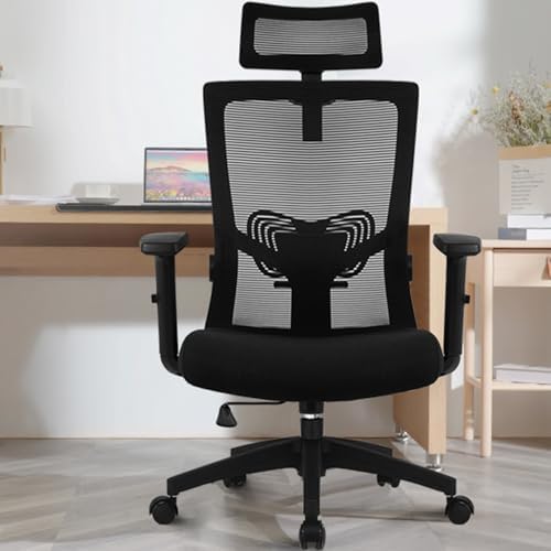 Bild 1 - Daccormax Bürostuhl Ergonomisch, Schreibtischstuhl mit Verstellbarer Kopfstütze, Armlehnen, Lendenwirbelstütze, Drehstuhl Wippfunktion, Chefsessel aus Mesh,Rückenschonend, Bürostuhl 150kg