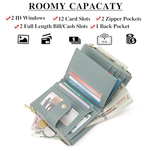 GOIACII Small Wallet for Women with Double Zipper Pocket RFID Blocking Ladies Wallet Leather2
