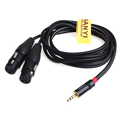 NANYI XLR 3,5 mm Buchse Splitter Kabel, TRS Stereo Stecker auf zwei XLR Buchse Interconnect Audio Mikrofon Kabel, Y Splitter Adapter Kabel (1,5 Meter / 5 Füße)