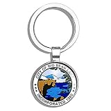 HJ Media Round City of Big Bear Lake Seal (ca ski Town) Metal Round Metal Key Chain Keychain Ring