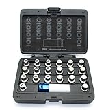 TEMO 21 pc Wheel Lock Lugnut Anti-Theft Lug Nut Screw Removal Key Socket Set for Bmw with 1/2 Inch (12.7 mm) Socket Adapter