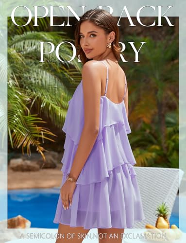 Image of DRESSTELLS Women's Cocktail Ruffle Tiered Dresses, Formal Wedding Guest Graduation Party Mini Dress