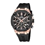 JAGUAR Swiss Made Reloj Hombre Analógico de Caucho Negro - Movimiento de Cuarzo - Cronógrafo - Calendario - Cristal Zafiro de Alta Resistencia - Resistente al Agua 10 ATM J1015/1 Diplomatic
