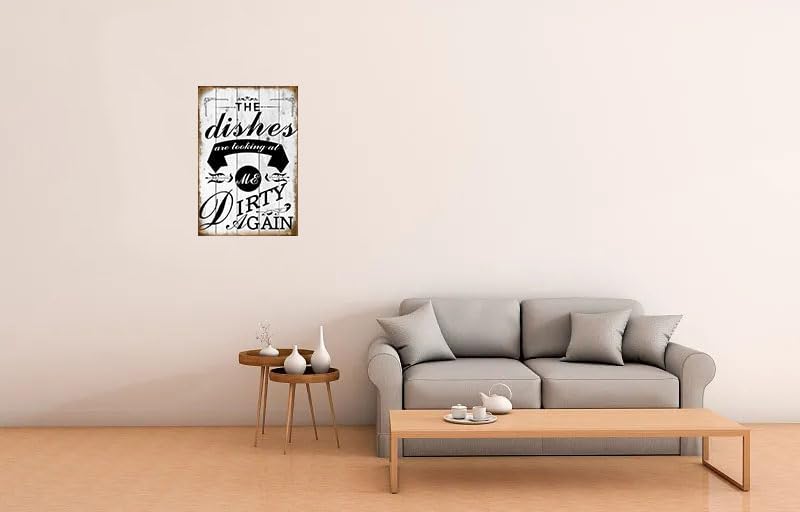 Miniatura 3 de Cartel de metal divertido con texto en inglés "The Dishes are Looking at Me Dirty Again" para decoración de pared, letreros rústicos de cocina con
