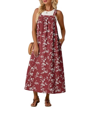 Lepunuo Plus Size Dresses for Women Summer Overall Dress Adjustable Casual Cover up with Pockets