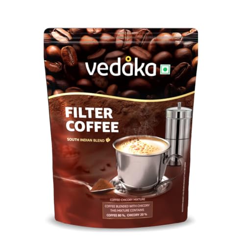 Image of Amazon Brand - Vedaka Filter Coffee Powder 500 g | 80:20 Coffee Chicory Blend | Medium Roast | Strong Aroma & Full Body | South Indian Filter Coffee