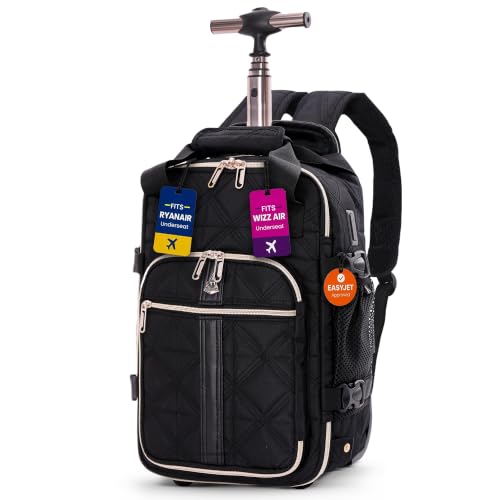 Aerolite 40x20x25cm Ryanair Quilted Trolley Backpack, 2 Wheels & USB