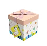 EndlessArtUS Gift Box 5x5x5 Petit Bebe Pop up in Seconds Comes with Decorative Ribbon Mounted on The lid A Gift Tag and Tissue Paper - No Glue or Tape Required