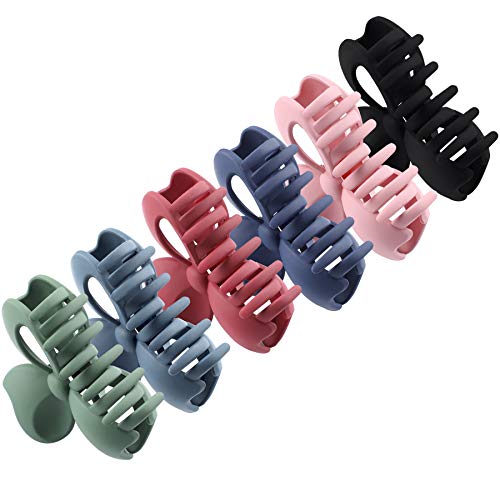 6 Pieces Matte Large Hair Claw Clips Non Slip Hair Claw Assorted Color Hair Clips for Women and Girls