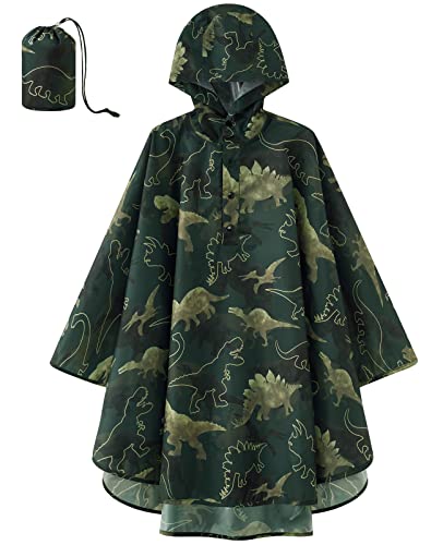 Image of WAWSAM Lightweight Rain Poncho Kids, Ponchos for Kids Waterproof Reusable Hooded, Kids Poncho Rain Jacket