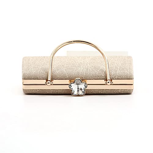 Ayliss Women Evening Handbag Top Handle Wedding Clutch Purse Bag Crossbody Tote Shoulder Handbags Cocktail Prom Frosted (Small, Champagne) #TOP4