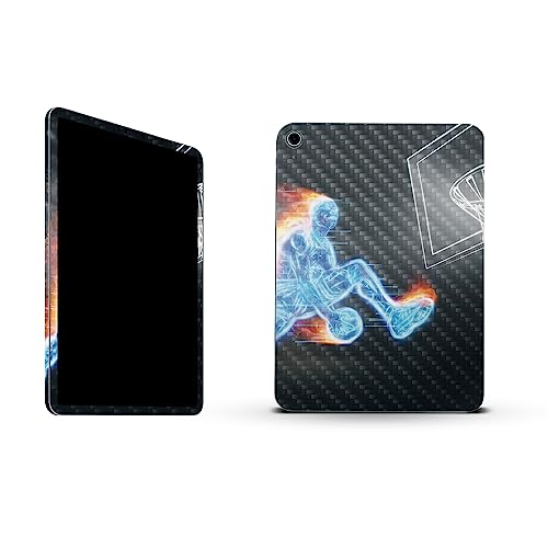 Image of MightySkins Carbon Fiber Skin Compatible with Apple iPad 10.9 inch 10th Gen (2022) Full Wrap Kit - Glow Basketball | Protective, Durable Textured Carbon Fiber Finish | Easy to Apply | Made in The USA
