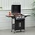 Outsunny 3 Burner Gas Grill, Portable Propane Grill with Wheels, 30000BTU Outdoor Carbon Steel Barbecue Trolley with Warming Rack, Side Shelves, Storage Cabinet, Thermometer, Black