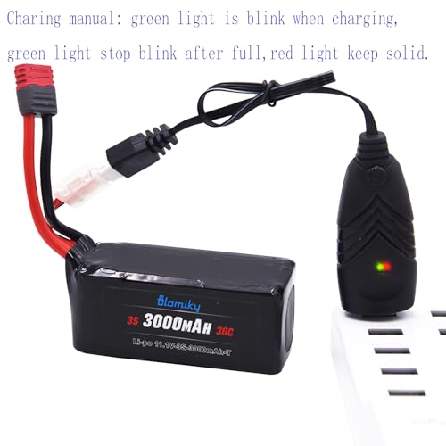 Blomiky 2Pack 11.1V 3000mAh 30C LiPo Rechargeable Batteries for