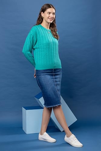 Image of Wear lusso Women's Woolen Cable Knit Pullover Sweater | Full Sleeve Round Neck Winter Wear | 100% Wool Soft & Warm Stylish Sweater for Girls, Ladies & Women | Cozy Casual Winter Fashion