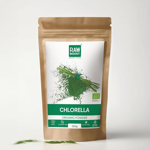 Chlorella Pulver Bio 250 g 100% biologischem Anbau ohne Zusätze vegan & glutenfrei fein vermahlenes Chlorella-Algenpulver reich an Chlorophyll & Nährstoffen