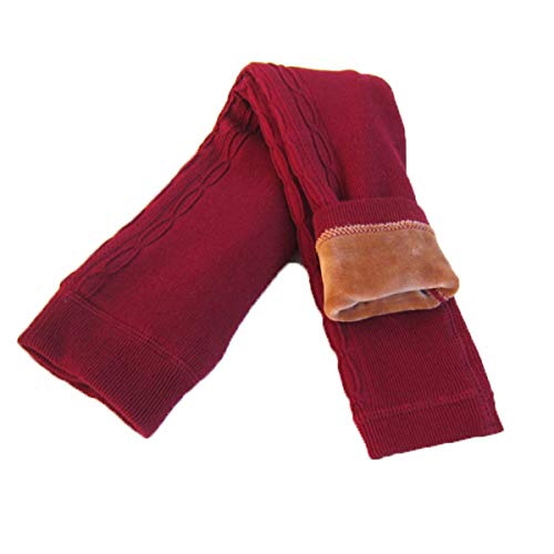 Calça legging feminina de inverno grossa com forro de lã para crianças da Tengo, Red02, 4-6X