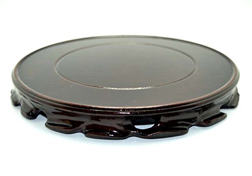 Palmetto Housewares Rosewood Stand Oriental Style, Vase Stand, Fish Bowl Stand, Multiple-purpose Display Stand (Diameter 8” – Height 1” (Dia 20cmx2.5cm), Black) - Thumbnail 2