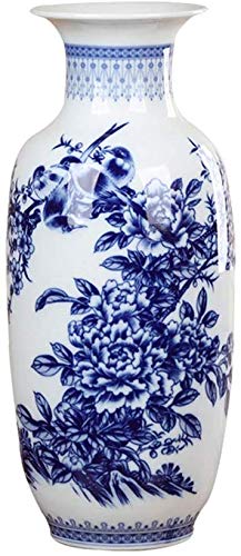 Simple and Stylish Hand-drawn Pattern Decorative Vase, Round Bottle Mouth Ceramic Vase Office Studio Desktop Ornaments Size 17 * 17 * 37CM Decor Vases Living Room Office (Size : 17 * 17 * 37CM)