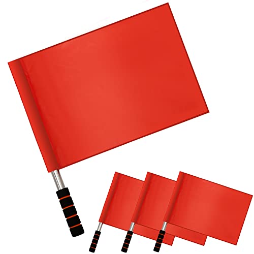 4 Packs Sports Referee Flags For Volleyball Soccer Match Stainless Steel Flagpoles Sponge Handle Pad Track And Field Sports Flag #TOP7