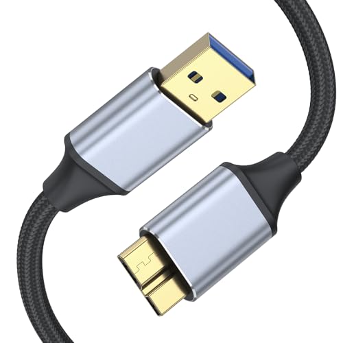 YLK Câble USB vers Micro B 3.0, 0.5M Nylon Cable Compatible avec WD External Hard Drive, Disque Dur Externe,Toshiba Canvio,Seagate Maxtor,Samsung Galaxy S10/S9/S8, Samsung M3