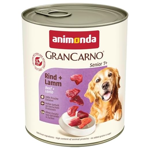 animonda GranCarno Hundefutter Senior, Nassfutter für ältere Hunde ab 7 Jahren, Rind + Lamm, 6 x 800 g