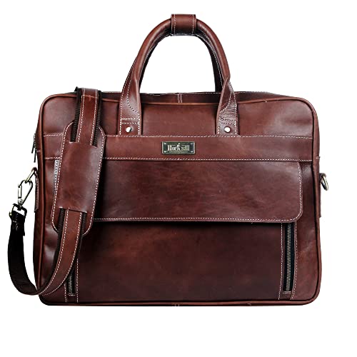 Handmade Vintage Genuine Leather Briefcase for Men 17 Inch Laptop Computer Case Business Travel Work Messenger Cross Body Shoulder Bags, Brown Leather Bag for men4