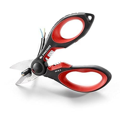 Facom 841A.3 Tijera bi-material, gran esfuerzo, Con hoja de acero reforzado, Rojo y negro