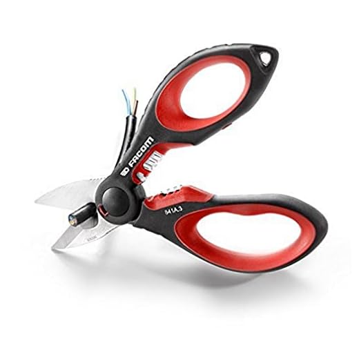Facom 841A.3 Tijera bi-material, gran esfuerzo, Con hoja de acero reforzado, Rojo y negro