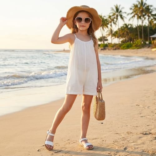 Image of CUSHIONAIRE Clara Casual Flat Girls Sandals, Adjustable Buckle Ankle Strap with Lightweight Cushioned Comfort Kids Sandals