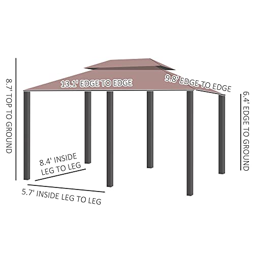 Outsunny 10' X 13' Patio Gazebo, Outdoor Gazebo Canopy Shelter With Curtains, Vented Roof, Steel Frame For Garden, Lawn, Backyard And Deck, Khaki #TOP2
