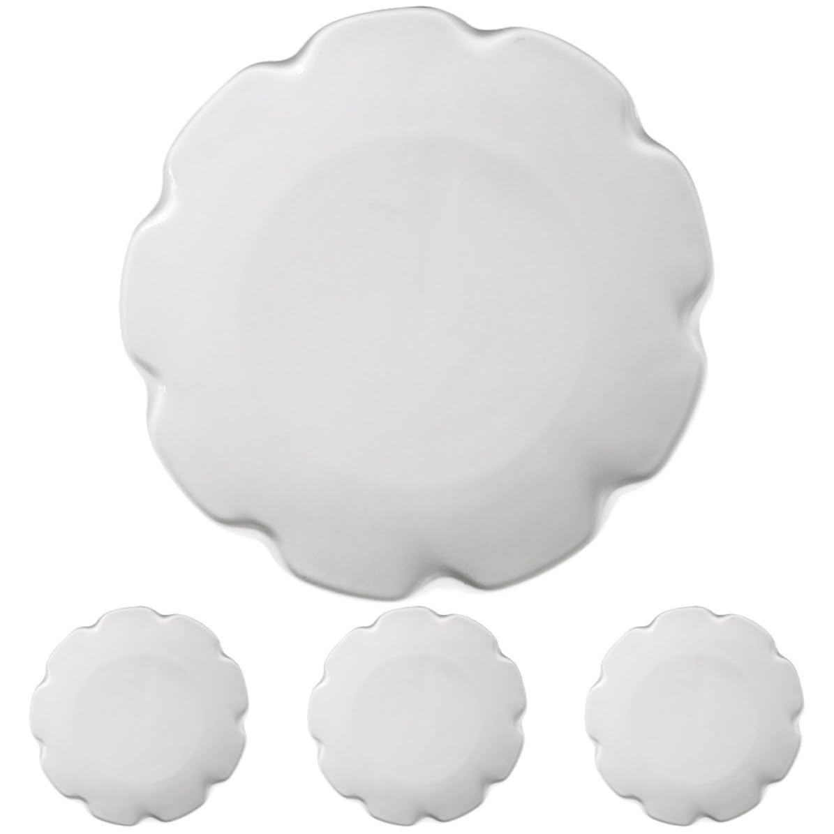 SHOWERORO Assiettes Design Épaissi Résistant aux Chocs Blanches en Céramique 4 Pièces pour Steak et Service Lors D'occasions Spéciales ou Fêtes