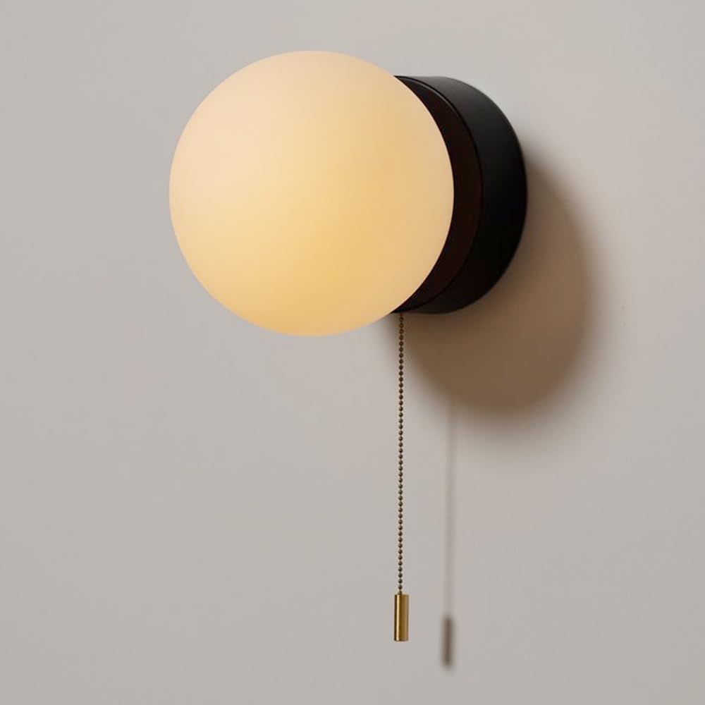 KBUUKYYXouy Globe Wall Sconce Modern Glass Wall Light with Pull Cord Bedside Wall Mount Lamp White Sconces Wall Lighting Fixture for Living Room Bedroom Hallway G9 Headboard Wall Lamps(Dark)