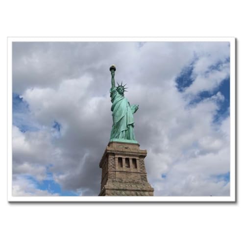 Statue de la Liberté décoration murale cadre noir premium 70x50cm H10350M