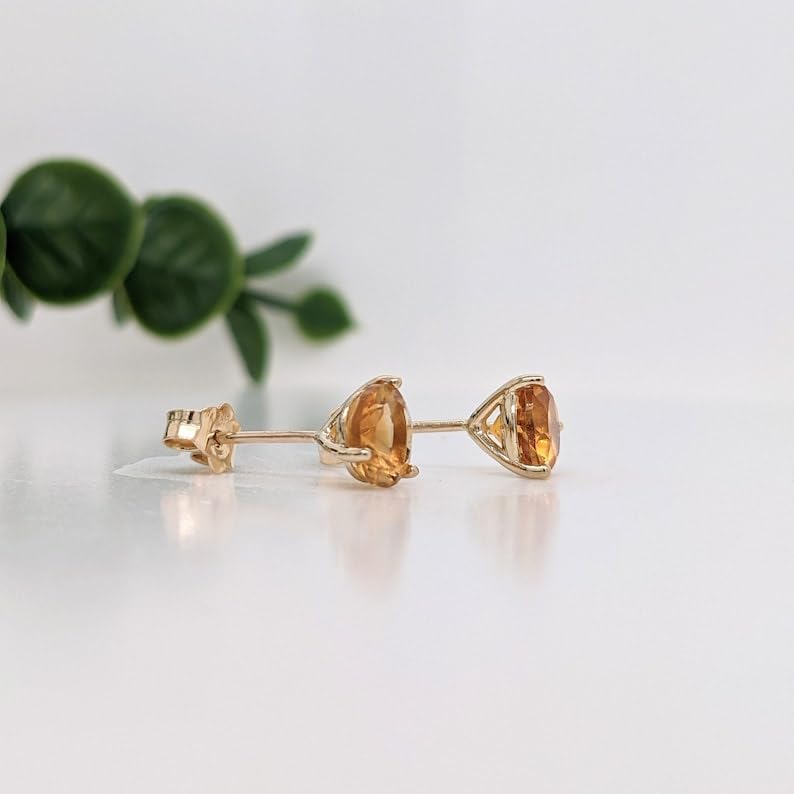 Boucles d'oreilles citrine naturelle argent 925 plaqué or femme