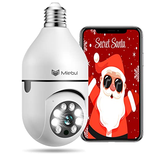 Miebul Light Bulb Camera, 2.4Ghz Wifi Wireless Security Dome Camera, 1080P 355 Degree Security Surveillance Lightbulb Camera With Motion Detection Alarm Two Way Talk Night Vision Indoor #TOP28