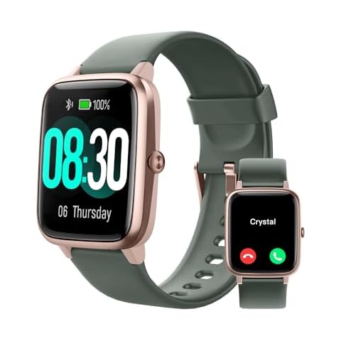 GRV Smart Watch for iOS and Android Phones (Answer/Make Calls), Watches for Men Women IP68 Waterproof Smartwatch Fitness Tracker Watch with Heart Rate/Sleep Monitor Steps Calories Counter (Green Gold) Cover