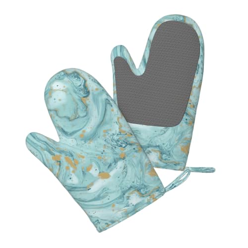 Ensemble de four bleu sarcelle effet marbré et feuille d'or chic