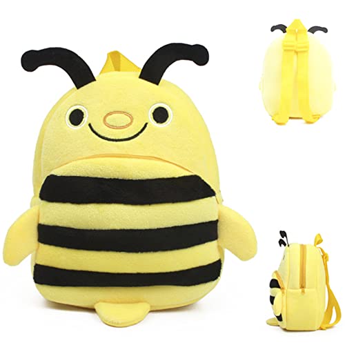 Rongyi Kinderrucksack, Kleiner Rucksack Aus Plüsch Weich, Kleine Biene Cartoon Schultasche, Kindergartenrucksack, Tiermuster Rucksack Tagesrucksack, Babyrucksack for Jungen Mädchen, Für ab 1-3 Jahr Cover