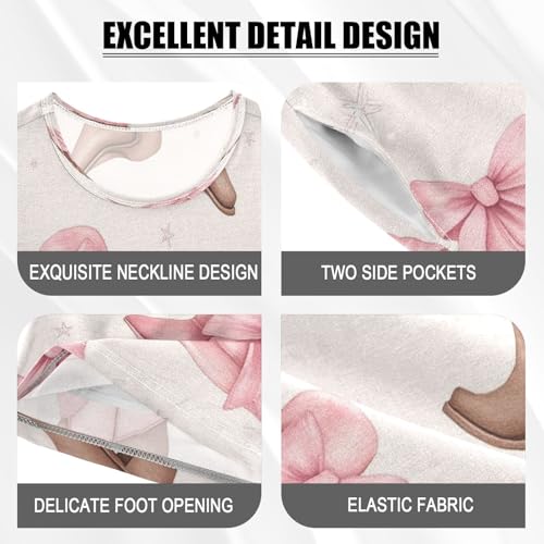 Pajama Sets Short Sleeve Pink Boots with Bows Soft Cotton Summer Sleepwear 2 Piece PJS Size 5-14T3