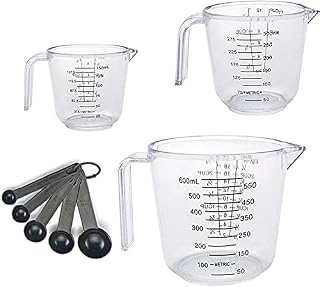 Plastic Measuring Jug, Measuring Cup Jugs for Baking Cooking, 150ML, 300ML, 600ML, Easy to Read Measurements, Cook with Accuracy